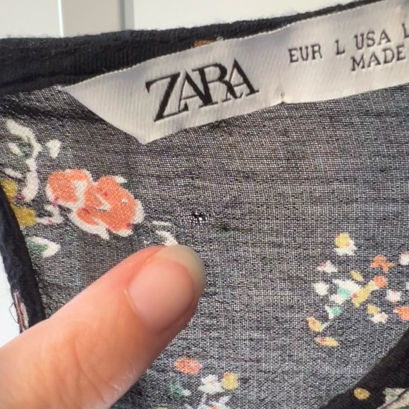 Zara Large Black Floral Ruffle Detail Long Sleeve Top - Picture 11 of 11